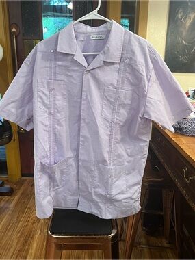 Cubavera Men's Short-Sleeve Guayabera Shirt - Light Lavender